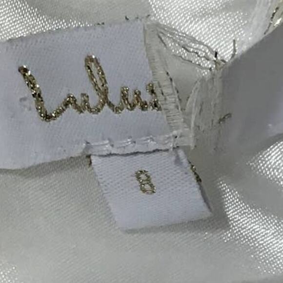 LULU'S SZ 8 M Extravagance White Ruffled Organza Mermaid Bridal Dress 0B16 *flaw - Picture 7 of 13